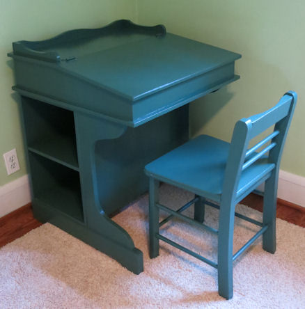 GreenDesk painted green wooden desk