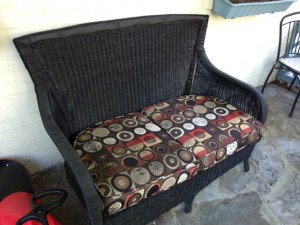 wicker loveseat - before