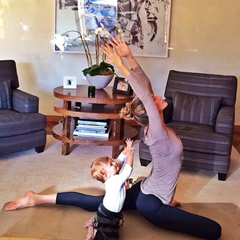 Gisele Bundchen doing yoga with her baby, courtesy of Instagram