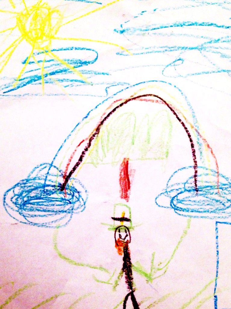 drawing of a leprechaun, by Riley, age 6